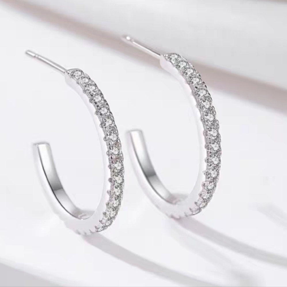 Silver Elegant Silver stud earrings with zirconia diamond
